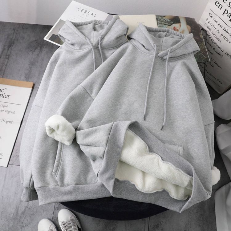 Winter Sweatshirt Women Movement White Tops Hooded Plus Velvet Thick Zipper Up Hoodie Casual Oversized Black Gray Woman Clothes