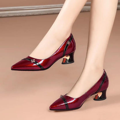 Women Fashion Elegant Bow Tie Party Square Heel Navy Blue Pumps Female Cute Comfort Spring & Autumn Heel Shoes