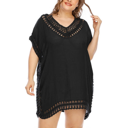 Sexy Women Loose Beach Dress Tunic Solid Bikini Cover UP Swimsuit Beachwear Swimwear Hollow Out Beach Dress Robe De Plage