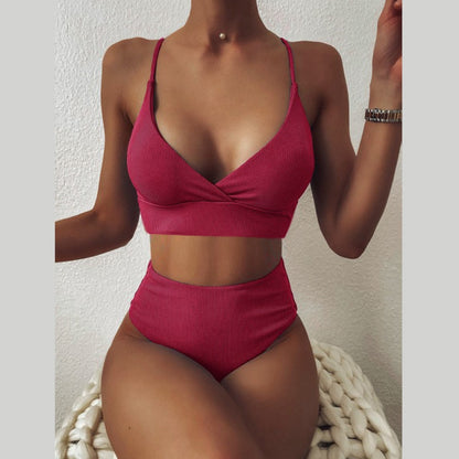 Sexy Bikini Swimwear Women Special Fabric Swimsuit Biquini Two Pieces Beachwear Push Up Swimsuit Women High Waist Bikini