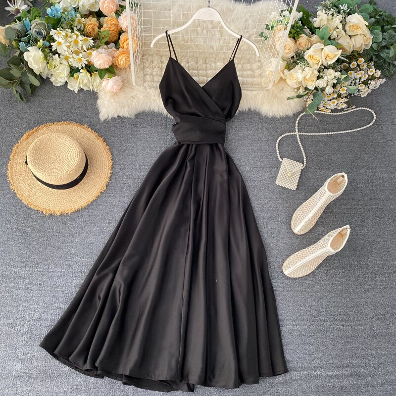 Boho Slim V Neck Summer bandage backless Maxi Long Dress Women Casual spaghetti strap Party Beach Holiday elegant tunic dress