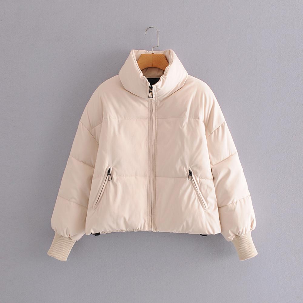 Tangada Women Solid Khaki Oversize Parkas Thick Winter Zipper Pockets Female Warm Elegant Coat Jacket 6A120