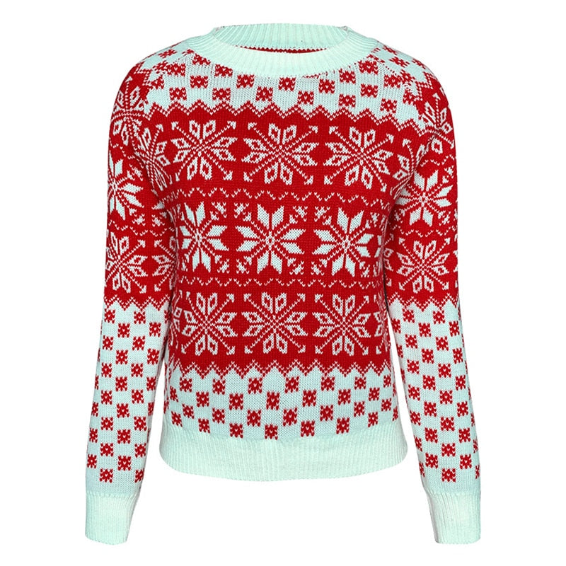 lovwvol Sweater Women Christmas Deer Knitted Long Sleeve Round Neck Ladies Jumper Fashion Casual Winter Autumn Pullover ClothesPlus Size