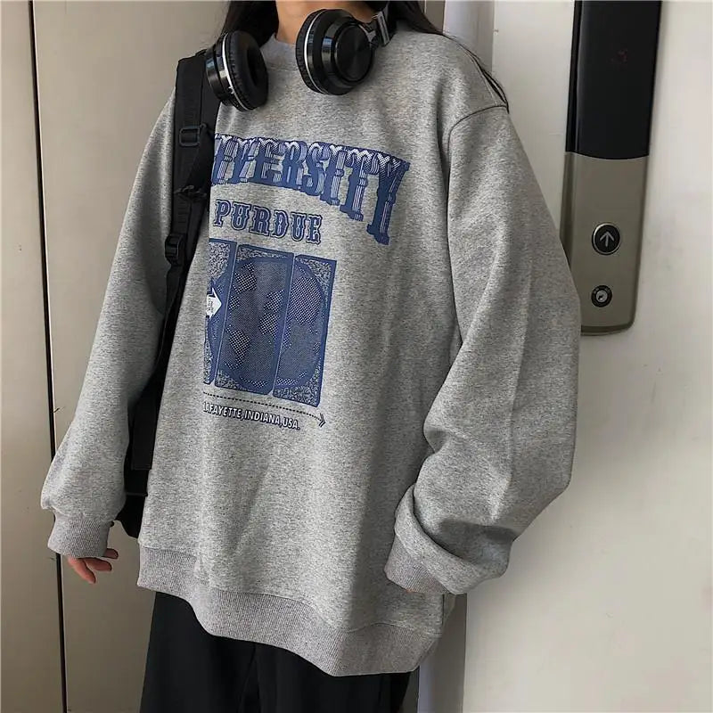 lovwvol  Autumn Thin Pullover Women Jumper Letter Sweatshirt Korean Casual Loose Tops Sweatshirt Vintage Harajuku Hoodie Polerones Mujer