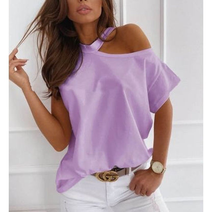 Large size Top Sexy Off Shoulder summer Tshirt Women Print Casual Summer Short Sleeve O-neck Pullovers Tops Fashion Street Tee