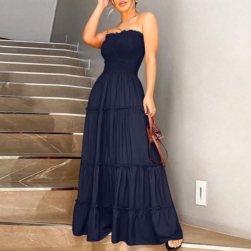 Women Summer Maxi Dress Vintage Solid Dress Sexy Long Party Dress Plus Size Robe Femme Bohemian Vestidos