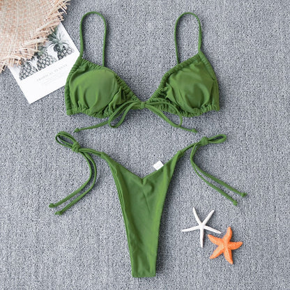 Sexy Micro Bikini Women Swimsuit Bandage Bikini Set Swimwear Female Halter Top Brazilian Bathing Suit Bather Biquini