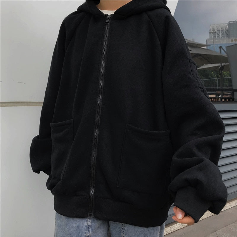 plus size Hoodies Women Harajuku streetwear kawaii oversized zip up sweatshirt clothing korean style long sleeve tops