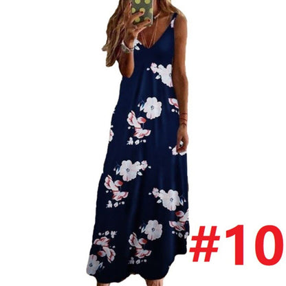 Women Dress Summer Casual Sleeveless Halter Solid Beach Long Dress Round Neck Sling Fashion Beach Clothes Plus Size 5XL