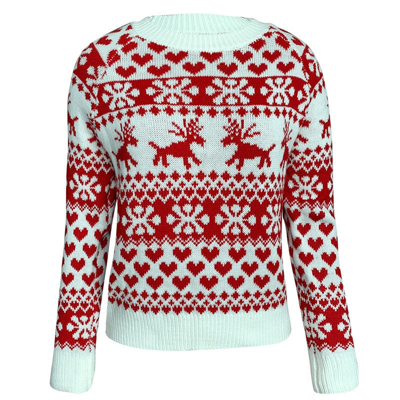 lovwvol Sweater Women Christmas Deer Knitted Long Sleeve Round Neck Ladies Jumper Fashion Casual Winter Autumn Pullover ClothesPlus Size