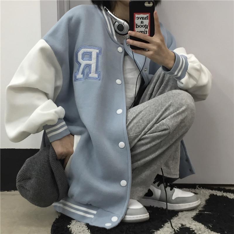 new coat ladies and jacket couple tops college style coat ladies tops couple cardigan high quality baseball uniform