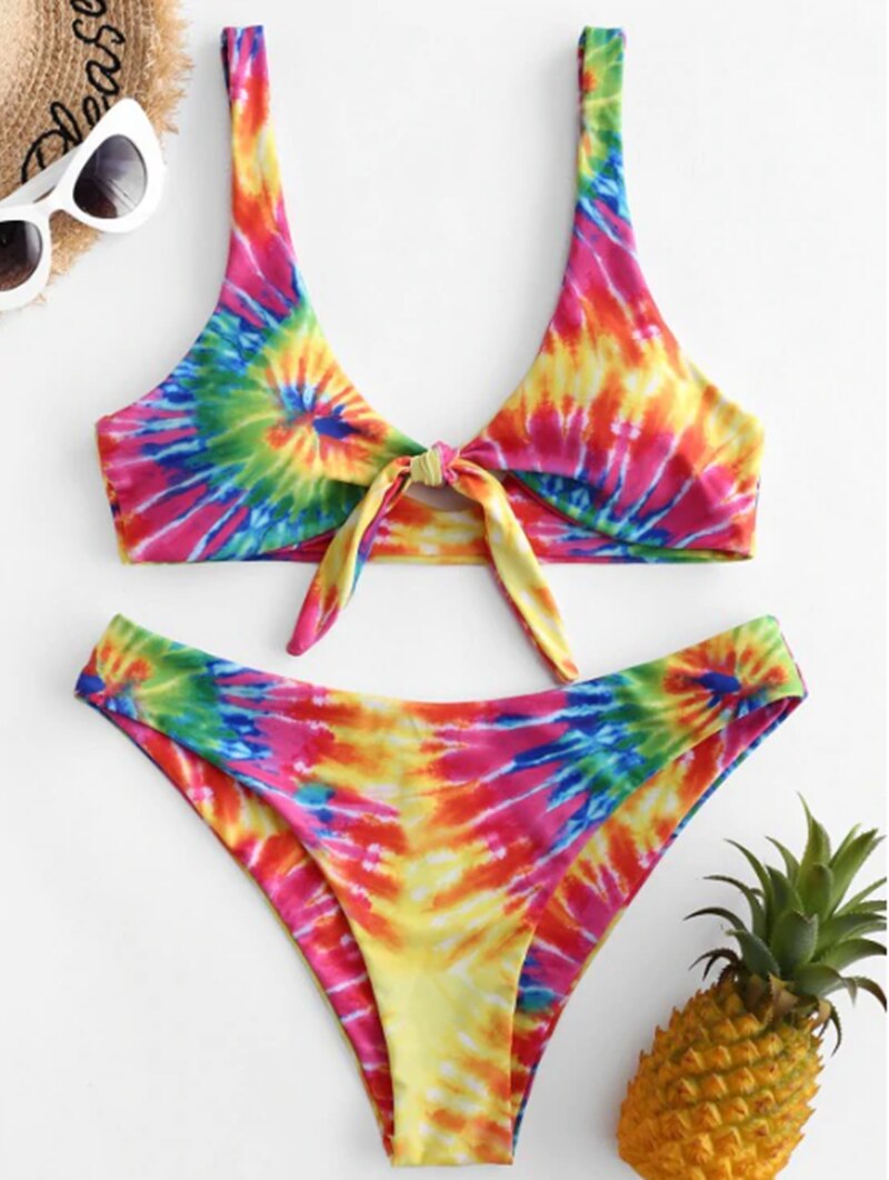 Sunflower Printed Bikini Set Sexy  Swimwear Women Mujer Push Up Padded Biquini Bathers Bandage Bathing Suit Swimsuit Bikini