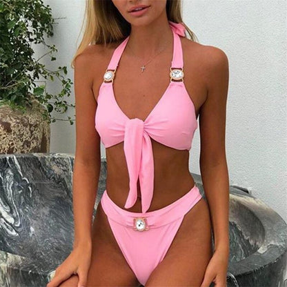 Rhinestone Bikini Mujer Bandage Swimwear Women Two Pieces Brazilian Swimsuit Female Summer Bathing Suit Biquini Set