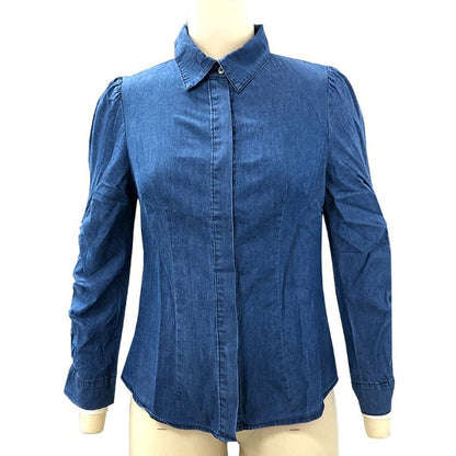 Denim Shirts For Women Long Sleeve Tops Blouses Women Clothes Autumn And Winter Denim Shirt Lady New Top Slim Sexy Denim Shirt