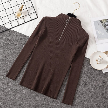 Sexy Turtleneck Sweater Women Autumn Winter Clothes Sueter Mujer Zip Christmas Sweaters Pink Fashion Pullovers Ladies