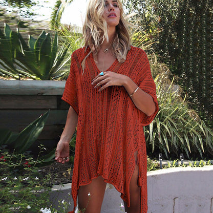 lovwvol New Knitted Beach Cover Up Women Bikini Swimsuit Cover Up Hollow Out Beach Dress Tassel Tunics Bathing Suits Cover-Ups Beachwear