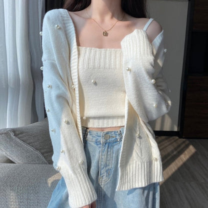 lovwvol lovwvol New hot style loose outer wear white knitted cardigan women's gentle wind sweater coat