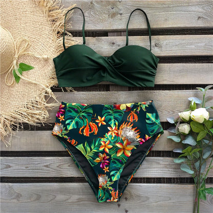 Sexy Bikini Female Swimsuit Women Swimwear Thong Push Up Bikinis Set High Waist Swimming Suits Ruffled Bathing Suit