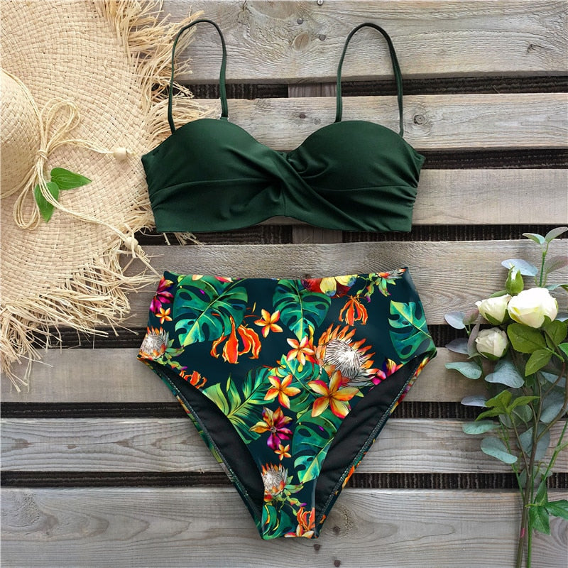 Sexy Bikini Female Swimsuit Women Swimwear Thong Push Up Bikinis Set High Waist Swimming Suits Ruffled Bathing Suit