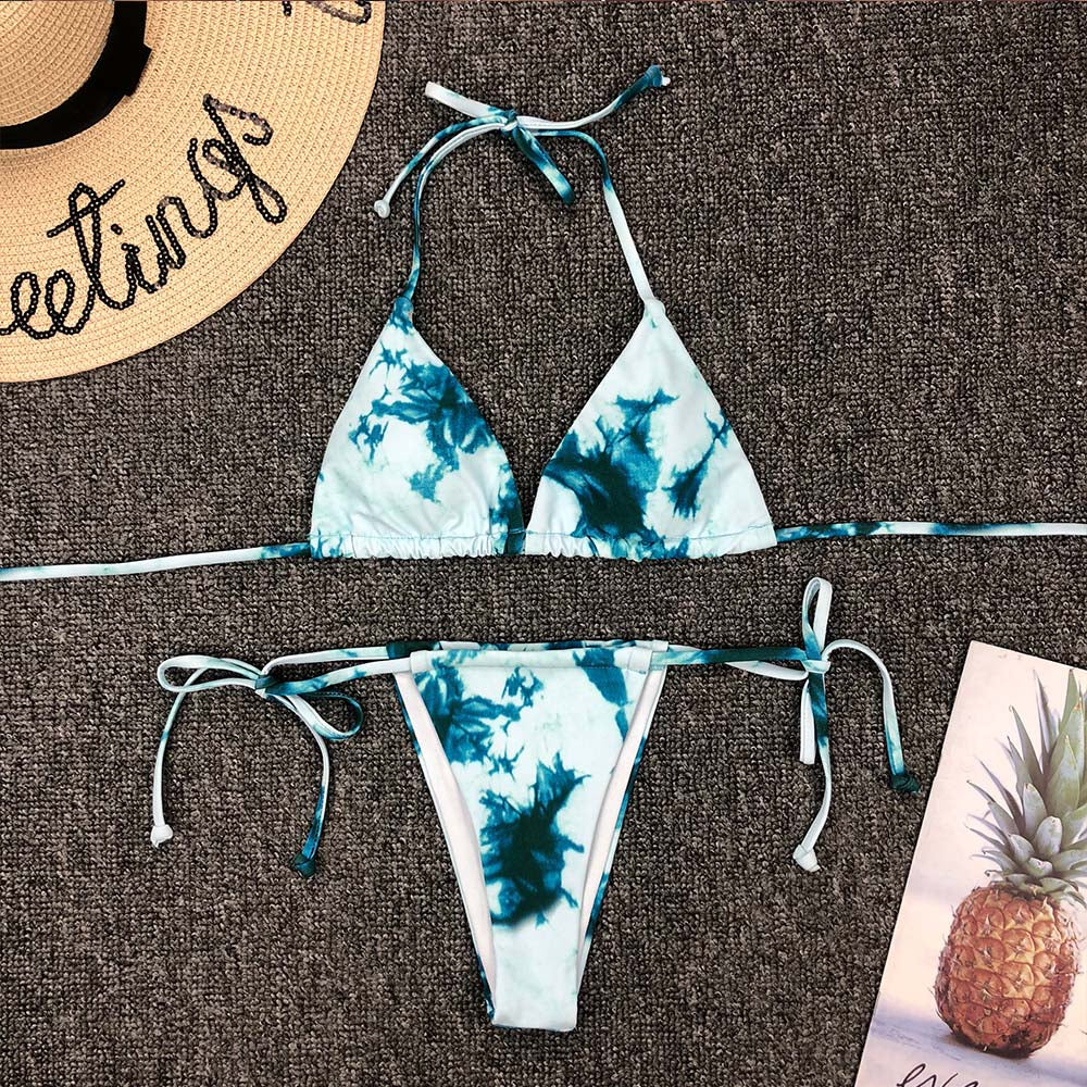 Swimwear Women Tie dye Bikini Set Bathing Suit Beachwear Push Up Swimming Swimwear Sexy Bandage Swimsuit Bikini