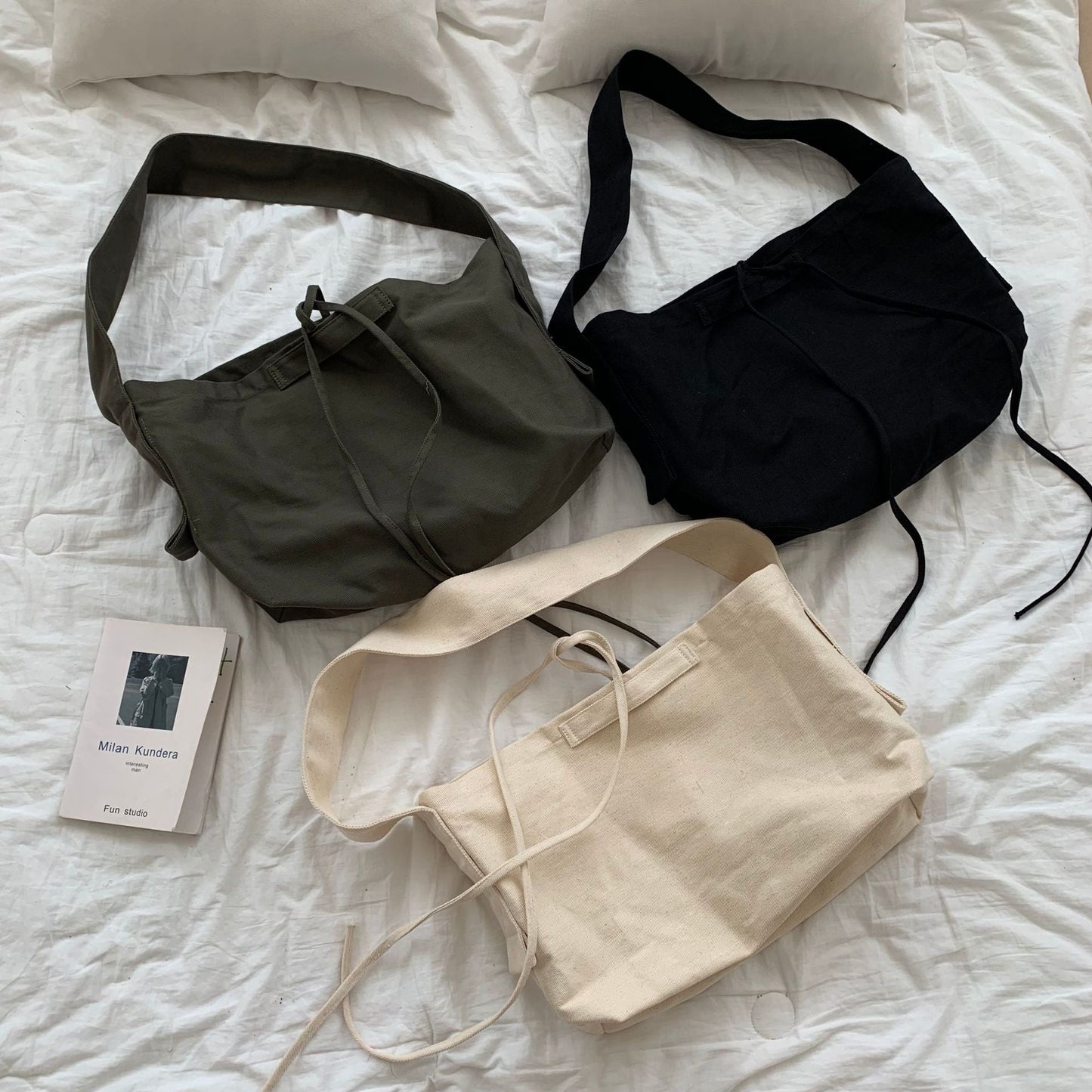 Lovwvol Women Leisure Bandage Crossbody Bag Canvas Shoulder Bag Female Multi-purpose Messenger Bag Student Bag Sac Courses Reutilisable