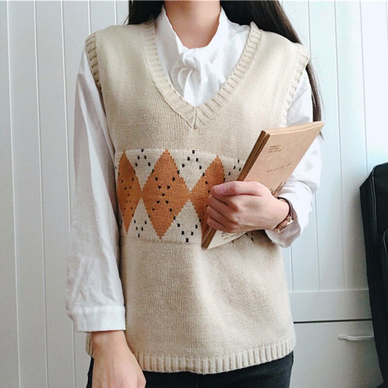 lovwvol Women's Sweater Winter Geometric Pattern Fashion Basic Casual Regular Tops Female Long Sleeve Korean Oversize Jumpers Pullovers