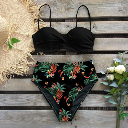 Sexy Bikini Female Swimsuit Women Swimwear Thong Push Up Bikinis Set High Waist Swimming Suits Ruffled Bathing Suit