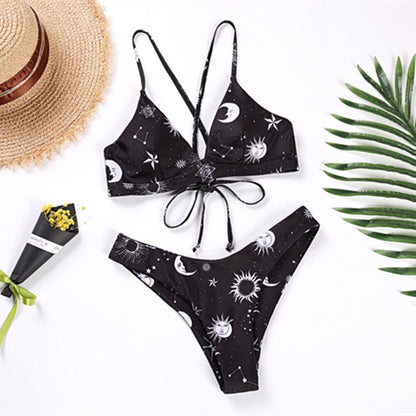 Sunflower Printed Bikini Set Sexy  Swimwear Women Mujer Push Up Padded Biquini Bathers Bandage Bathing Suit Swimsuit Bikini