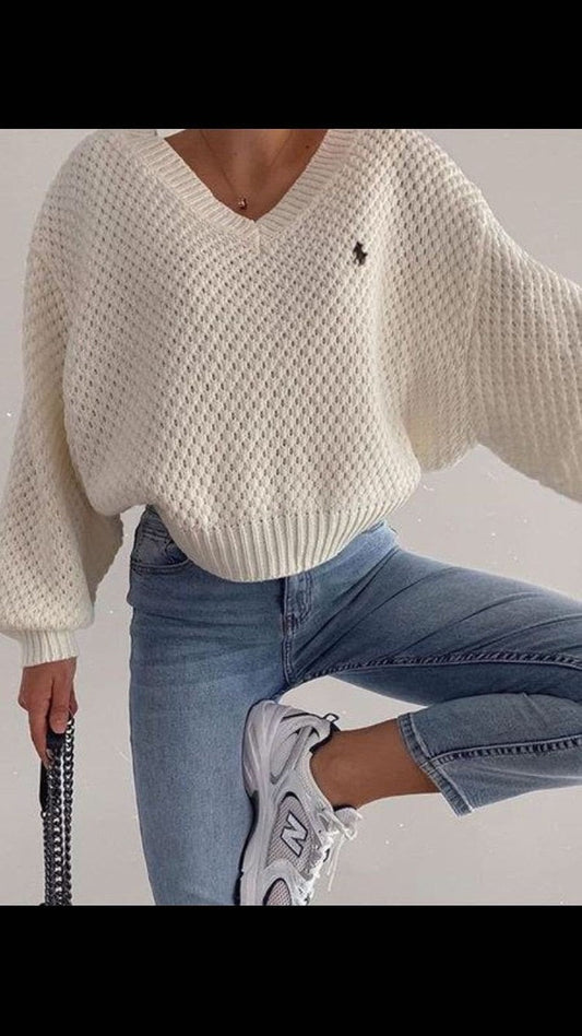 hot sale spring and autumn new fashion sexy v-neck loose top women Harajuku oversized sweater women fall sweaters for women