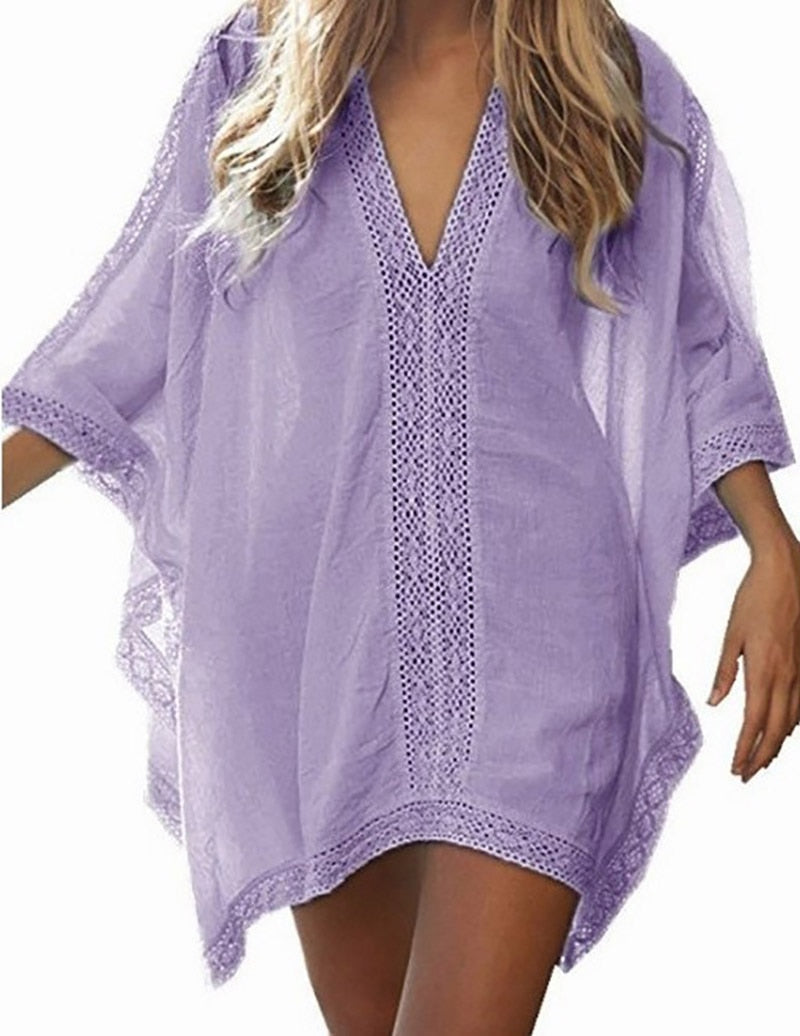 Beach dress shirt Cover-up Swimwear Women White Beach Tunics plus size cover ups Bikini Cover up Sarong Swimsuit Cover upS