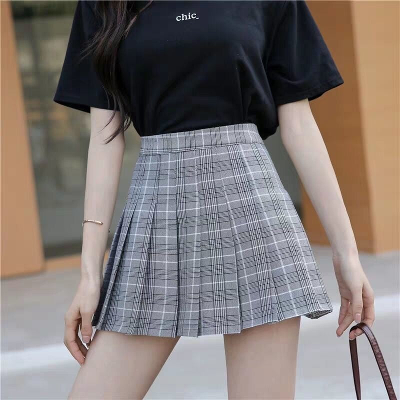 Sexy women short skirt cute female pleated skirt spring and autumn high waist solid color mini skirt summer female skirt