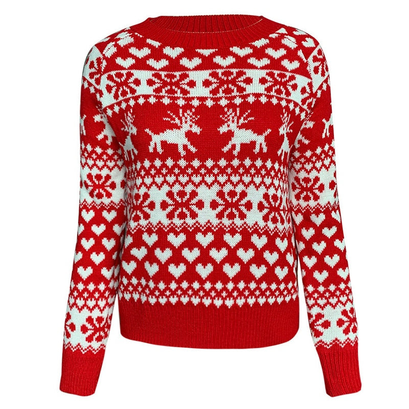 lovwvol Sweater Women Christmas Deer Knitted Long Sleeve Round Neck Ladies Jumper Fashion Casual Winter Autumn Pullover ClothesPlus Size