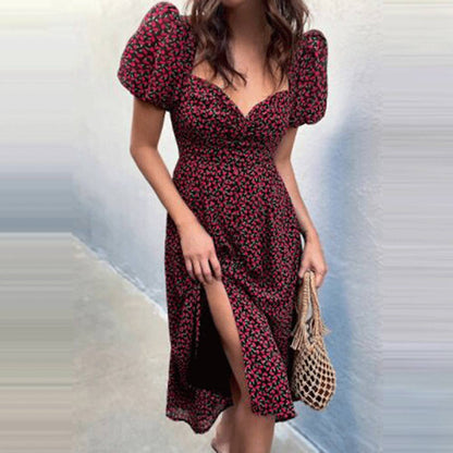 Vintage Solid Button Midi Dress Sexy Party Club Bodycon Strapless High Split Dresses Women Spring Autumn Casual Vestidos