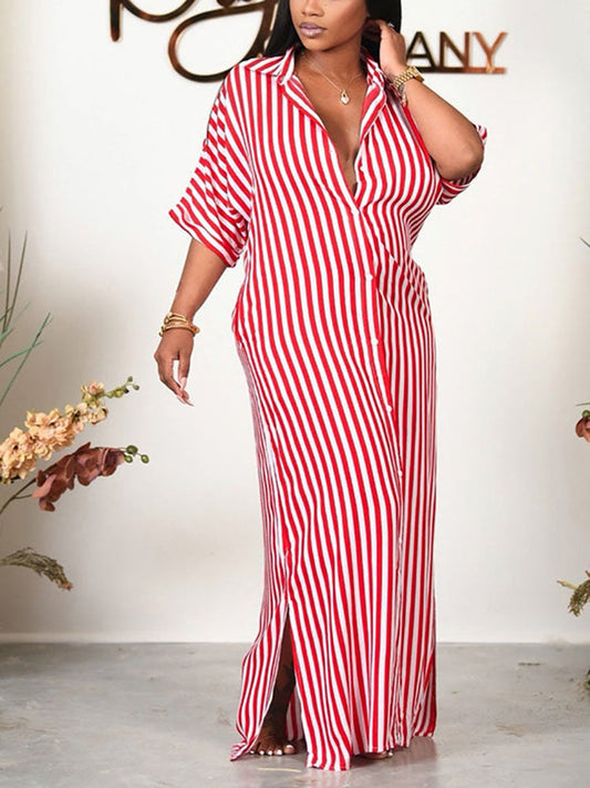 Striped Shirt Maxi Dress