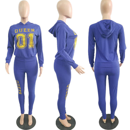 Women's Letter Printed 2 Pieces Outfits T-Shirt Tops and Bodycon Long Pants Set Sweatshirt Full Sleeve Long Jumpsuit s-xl