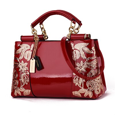 Embroidery Women Bag Leather Purses and Handbags Luxury Shoulder Bags Female Bags for Women