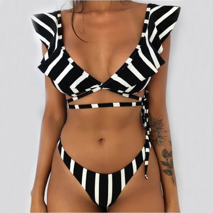 Ruffles Bikini Women Sexy Vintage Swimsuit Brazilian Thong Bikini Set Female Retro Swimwear Push Up Bathing Suit