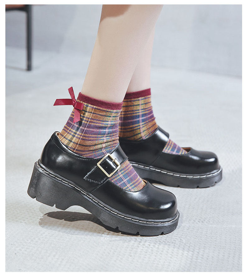 Back To College  New Arrival Japanese Style Vintage Buckle Mary Janes Shoes Women's Shallow Mouth Casual Student Leather Shoes Thick Bottom