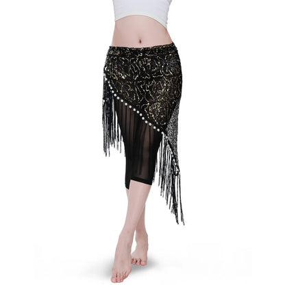 Women sequined belly dance hip scarf with tassels belly dancing Hip Scarves Belly dancer costume fringe shawl belly dancing Belt