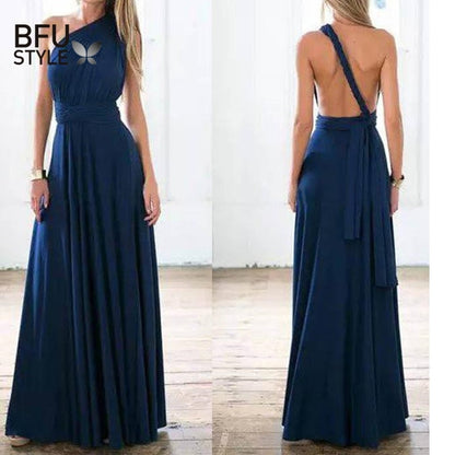 Sexy Long Dress Bridesmaid Formal Multi Way Wrap Convertible Infinity Maxi Dress Navy Blue Hollow Out Party Bandage Vestidos