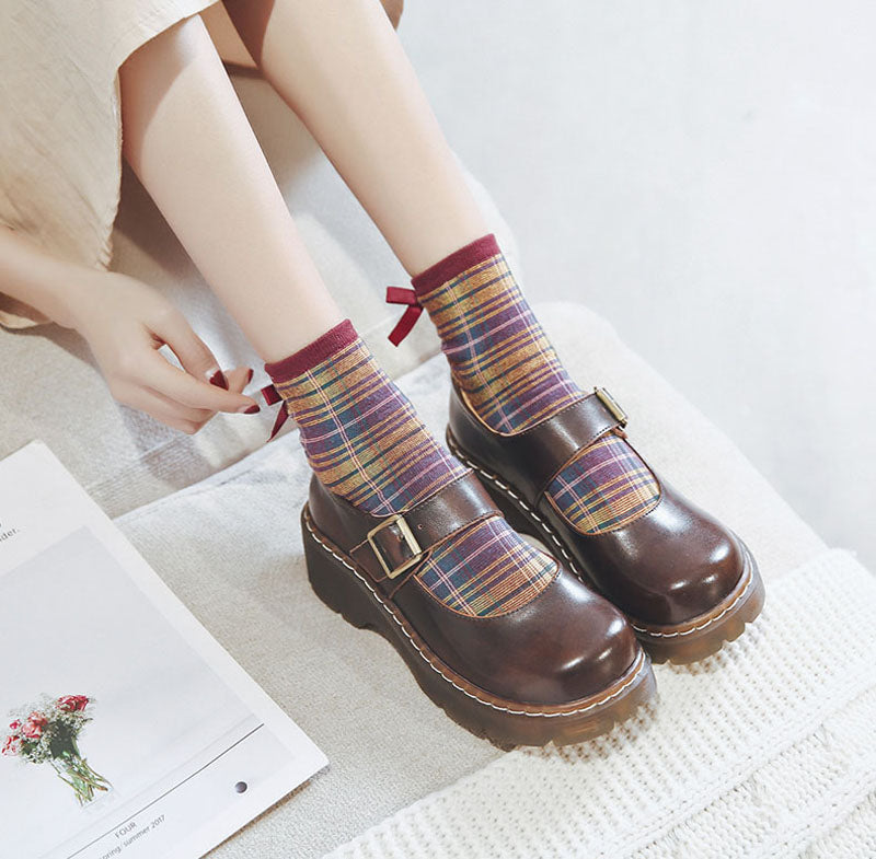 Back To College  New Arrival Japanese Style Vintage Buckle Mary Janes Shoes Women's Shallow Mouth Casual Student Leather Shoes Thick Bottom