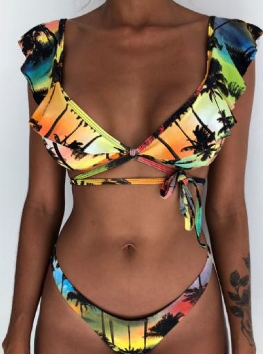 Ruffles Bikini Women Sexy Vintage Swimsuit Brazilian Thong Bikini Set Female Retro Swimwear Push Up Bathing Suit