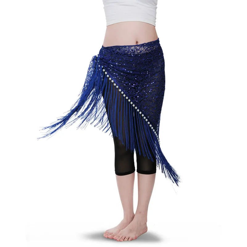 Women sequined belly dance hip scarf with tassels belly dancing Hip Scarves Belly dancer costume fringe shawl belly dancing Belt