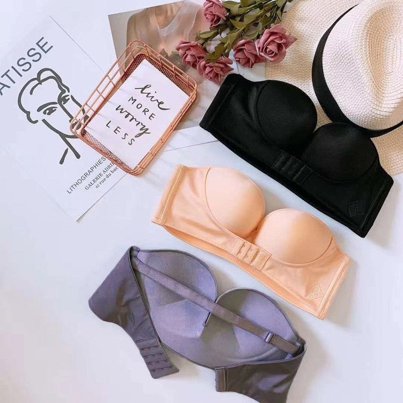 Invisible Bras Front Closure Push Up Bra Strapless Bralette Seamless Bralette