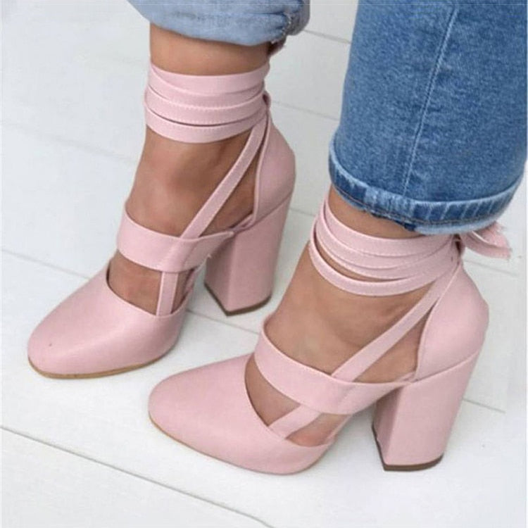 Women Pumps Plus Size 35-43 Women Heels Chaussures Femme Gladiator Summer High Heels For Party Wedding Shoes Women Thick Heels