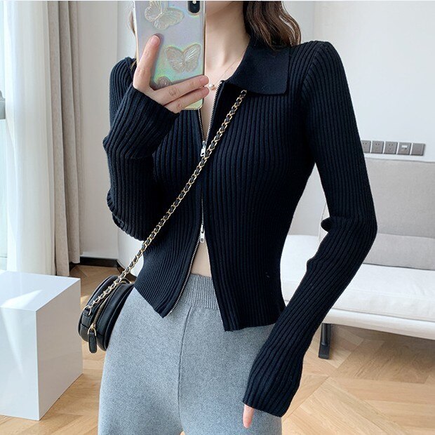 Sexy Turtleneck Sweater Women Autumn Winter Clothes Sueter Mujer Zip Christmas Sweaters Pink Fashion Pullovers Ladies