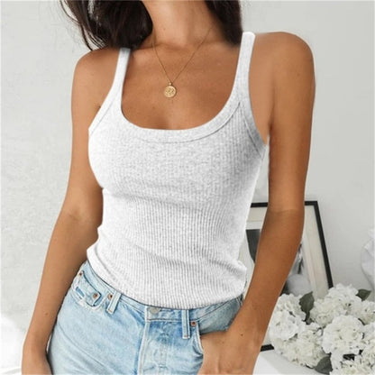 lovwvol Women Sleeveless Spaghetti Vest Quality Knitted Camis U-neck Tank Tops Casual Solid Color Basic Camisole For Female Plus Size