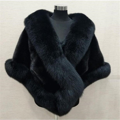 Big Bridal Faux Fur Wraps Winter Wedding Coat Warm shawls Outerwear White Black Blue Shrug Women Jacket Prom size 165*55 cm