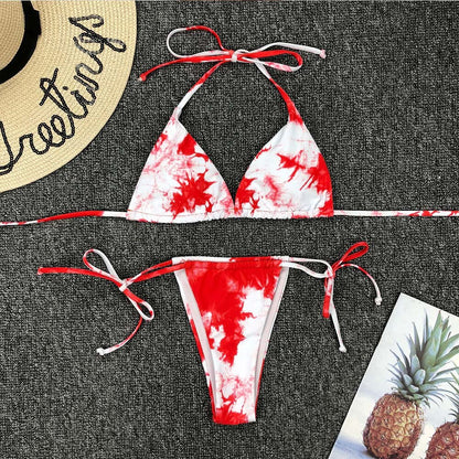 Swimwear Women Tie dye Bikini Set Bathing Suit Beachwear Push Up Swimming Swimwear Sexy Bandage Swimsuit Bikini