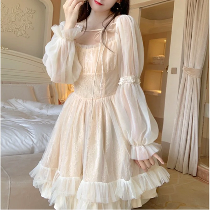 lovwvol Lolita Kawaii Dress Women Casual Long Sleeve Vintage Y2k Mini Dress Female Japanese Style One Piece Dress Korean 2024 Spring